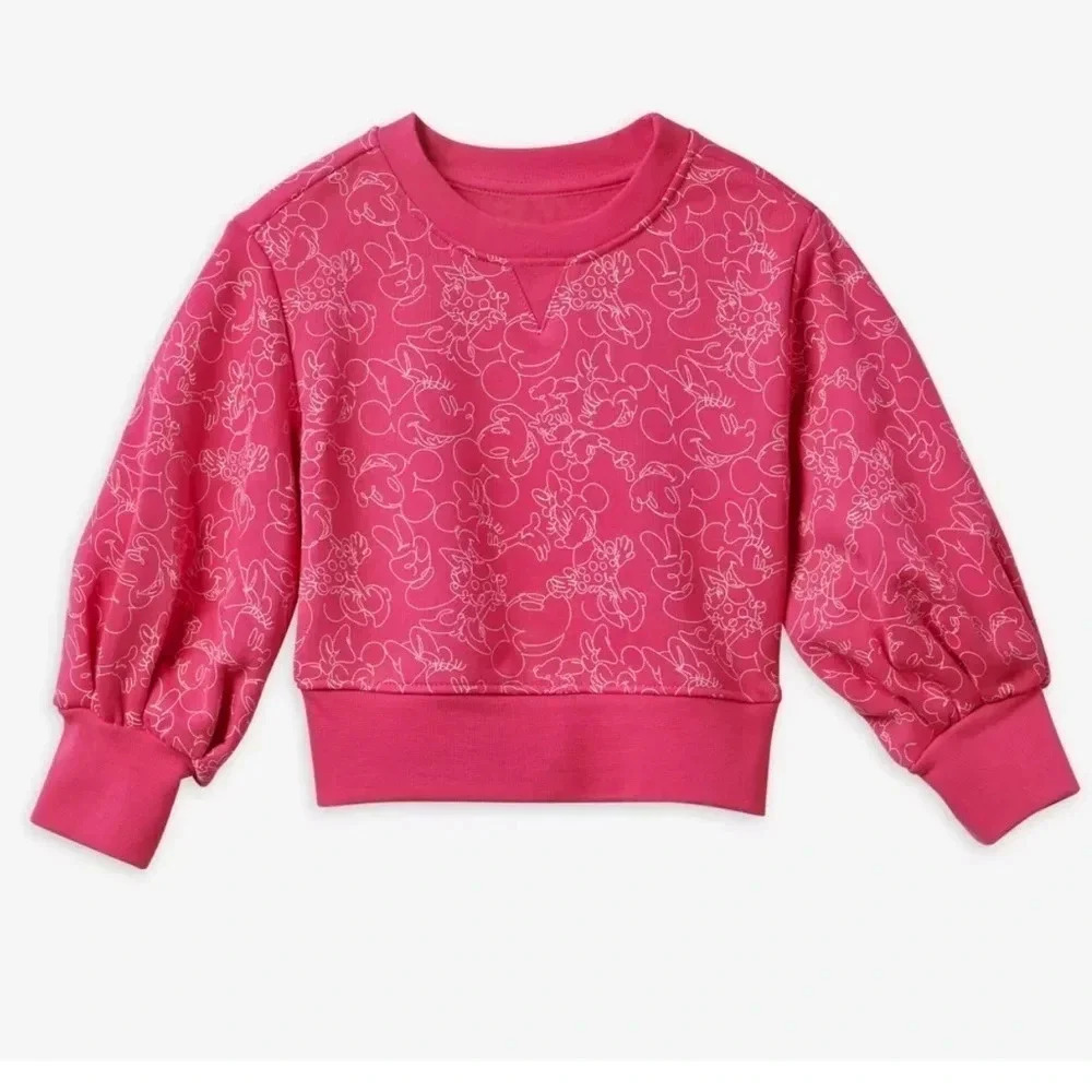 Disney Mickey and Minnie Mouse Cropped Pullover Sweatshirt